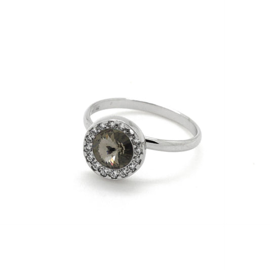 Anillo Premium ajustable círculo con cristales riviere en Plata baño rodio