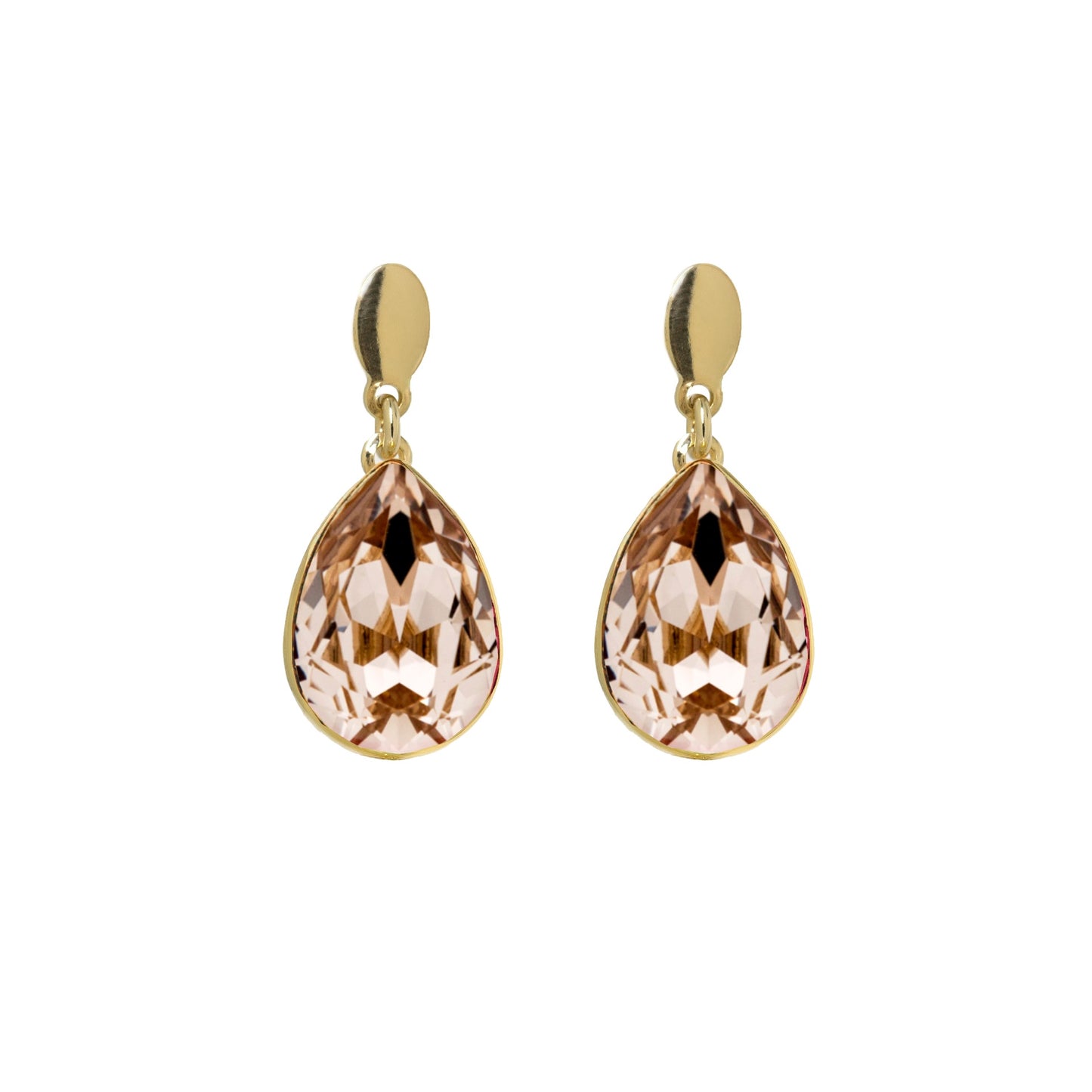 Pendientes cortos Essential lágrima cristal en Plata baño Oro