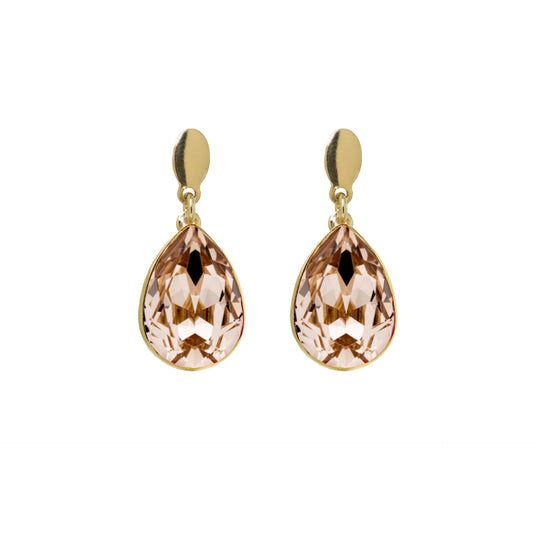 Pendientes cortos Essential lágrima cristal en Plata baño Oro