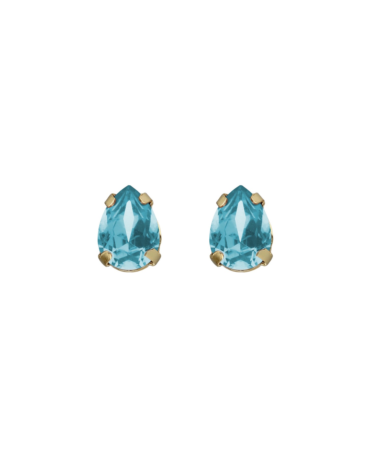 Pendientes botón lágrima Birthstone con cristal en Plata baño Oro