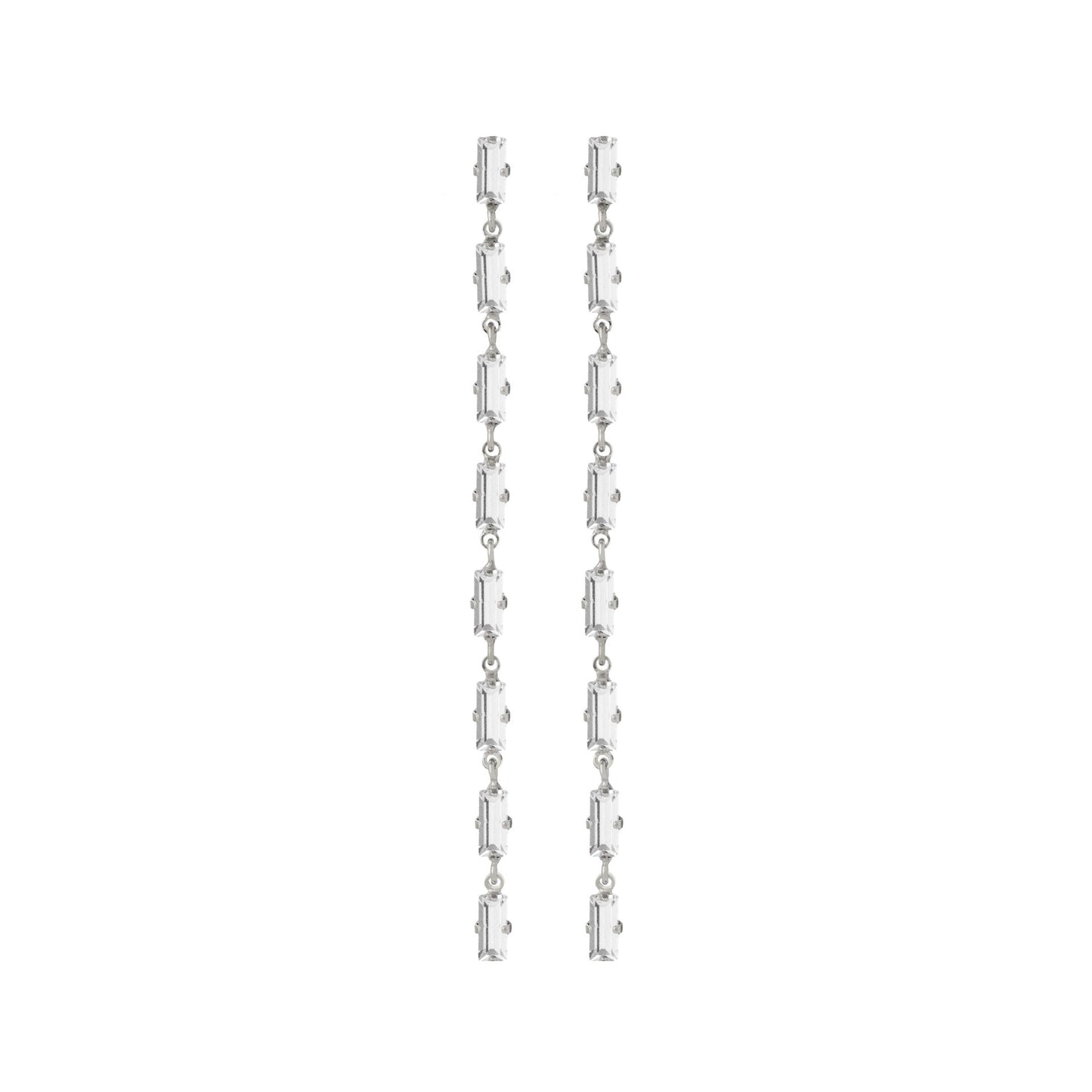 Pendientes largos Esgueva cristal en Plata baño rodio