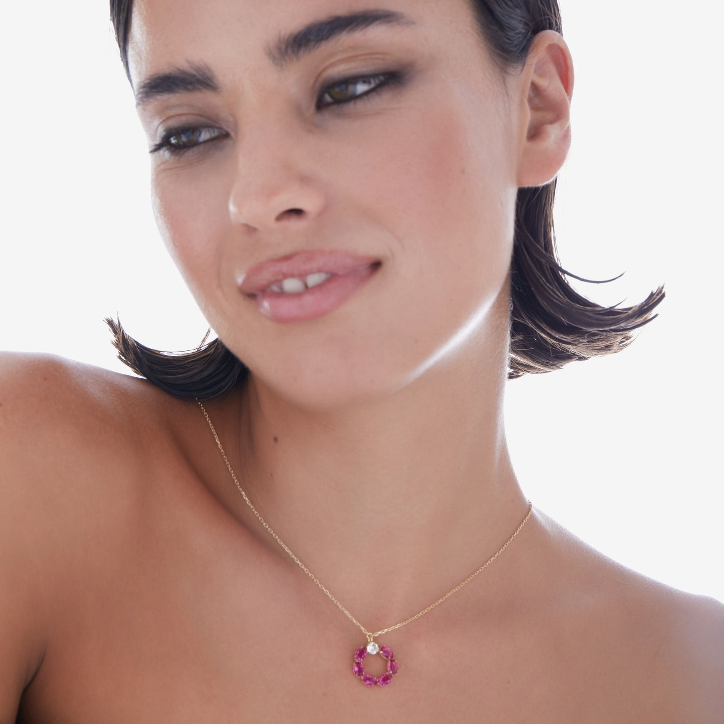 Collar corto Harmony círculo cristal en Plata baño Oro