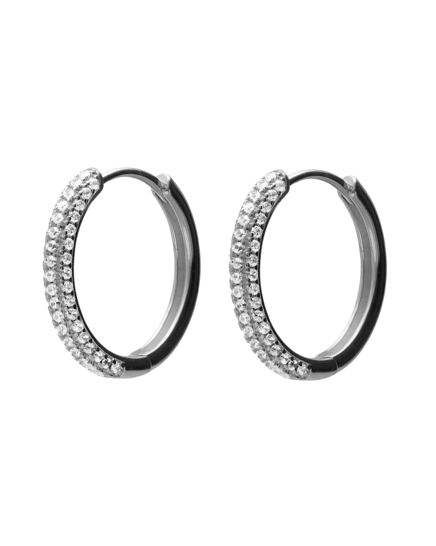 Pendientes aro 1,8cm click Lux con circonita blanca en Plata