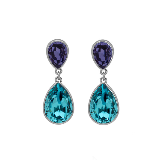 Pendientes largos Essential lágrima cristal en Plata baño rodio