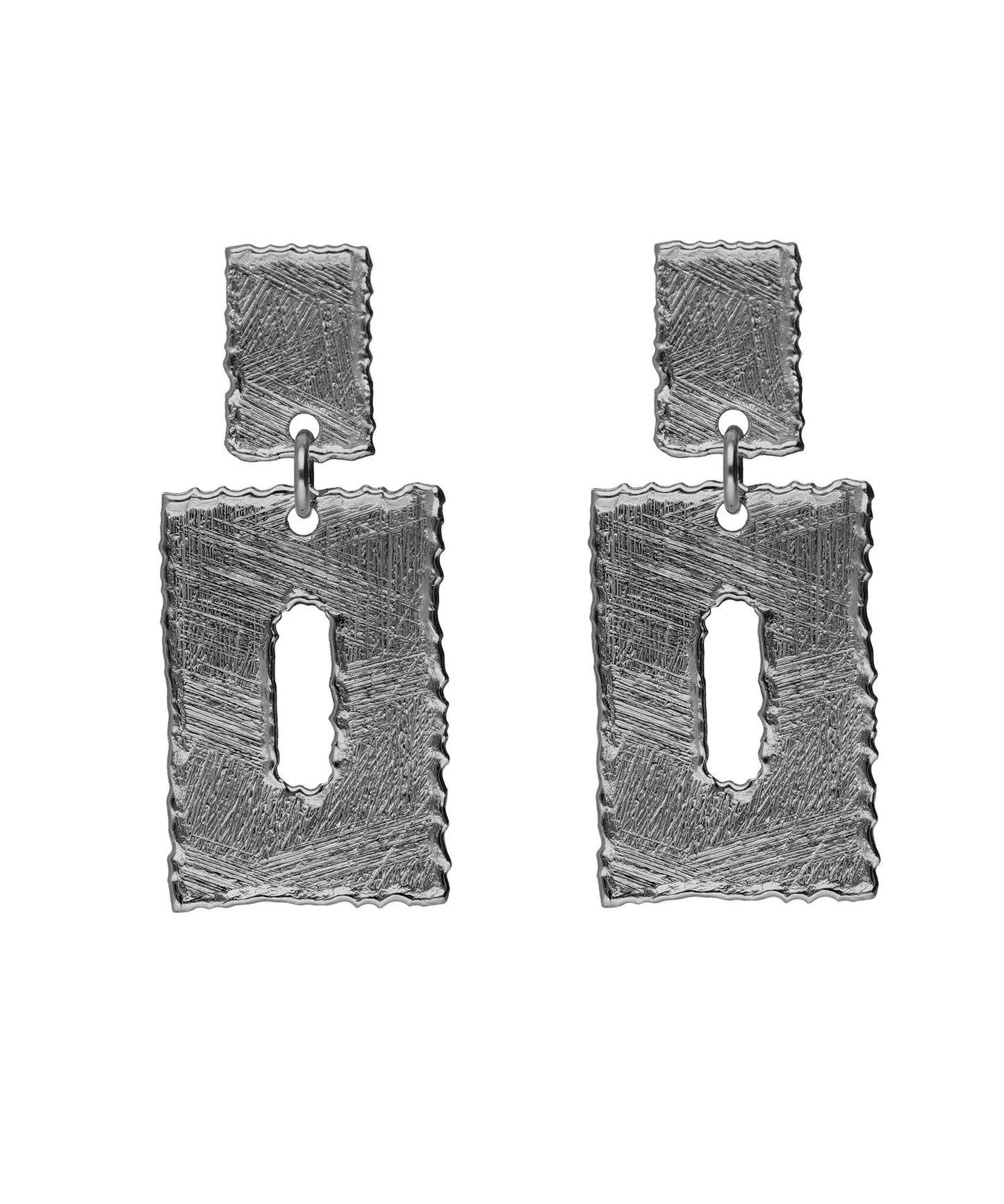 Pendientes cortos textura rectángulo Alaska en Plata