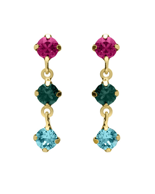 Pendientes cortos Azure con cristal multicolor en Plata baño Oro