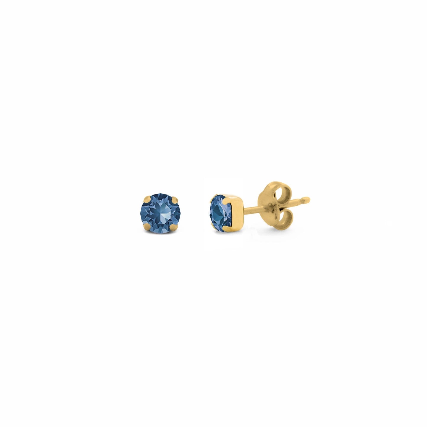 Pendientes botón Celine círculo cristal en Plata baño Oro