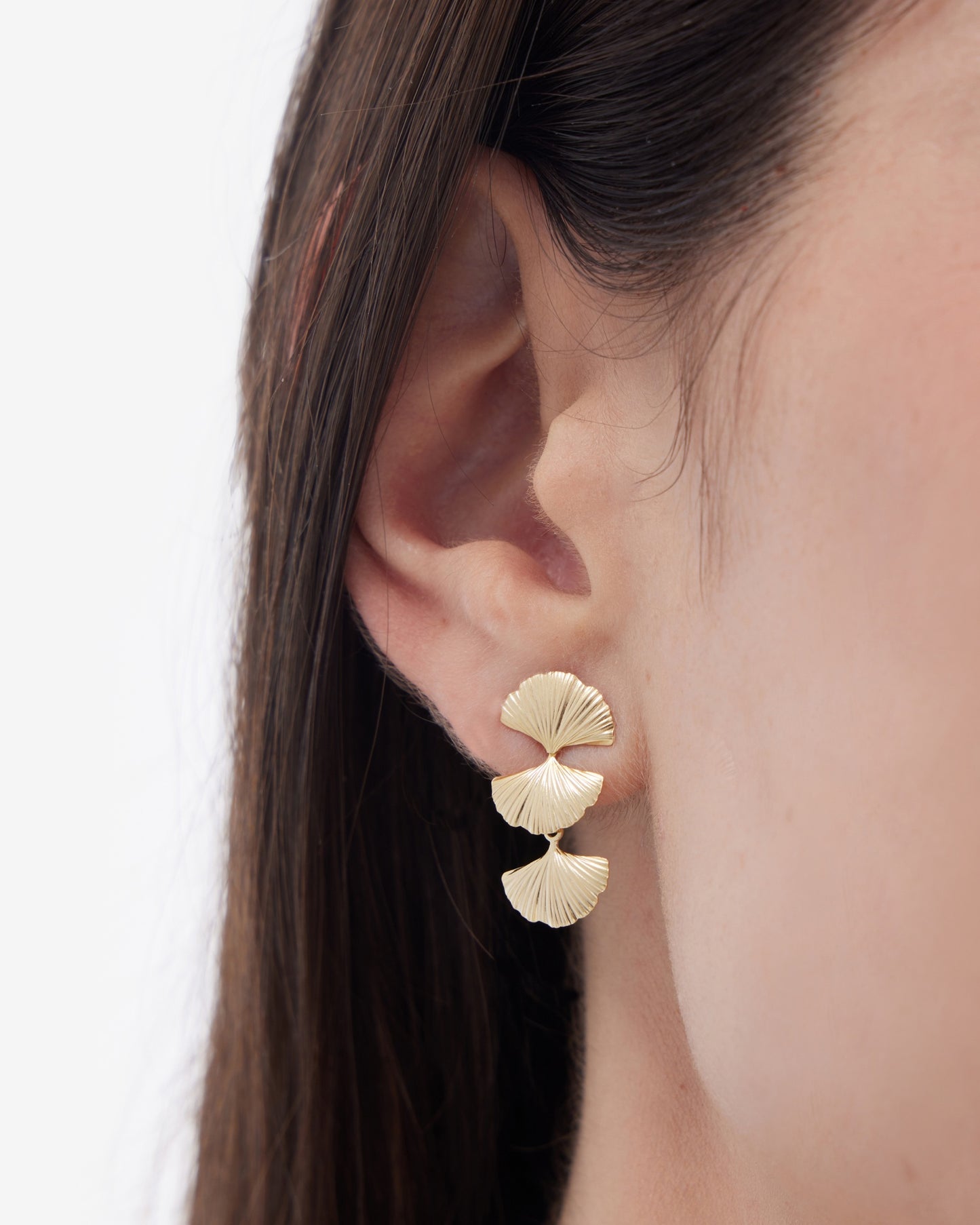 Pendientes largos Eau abanico triple en Plata