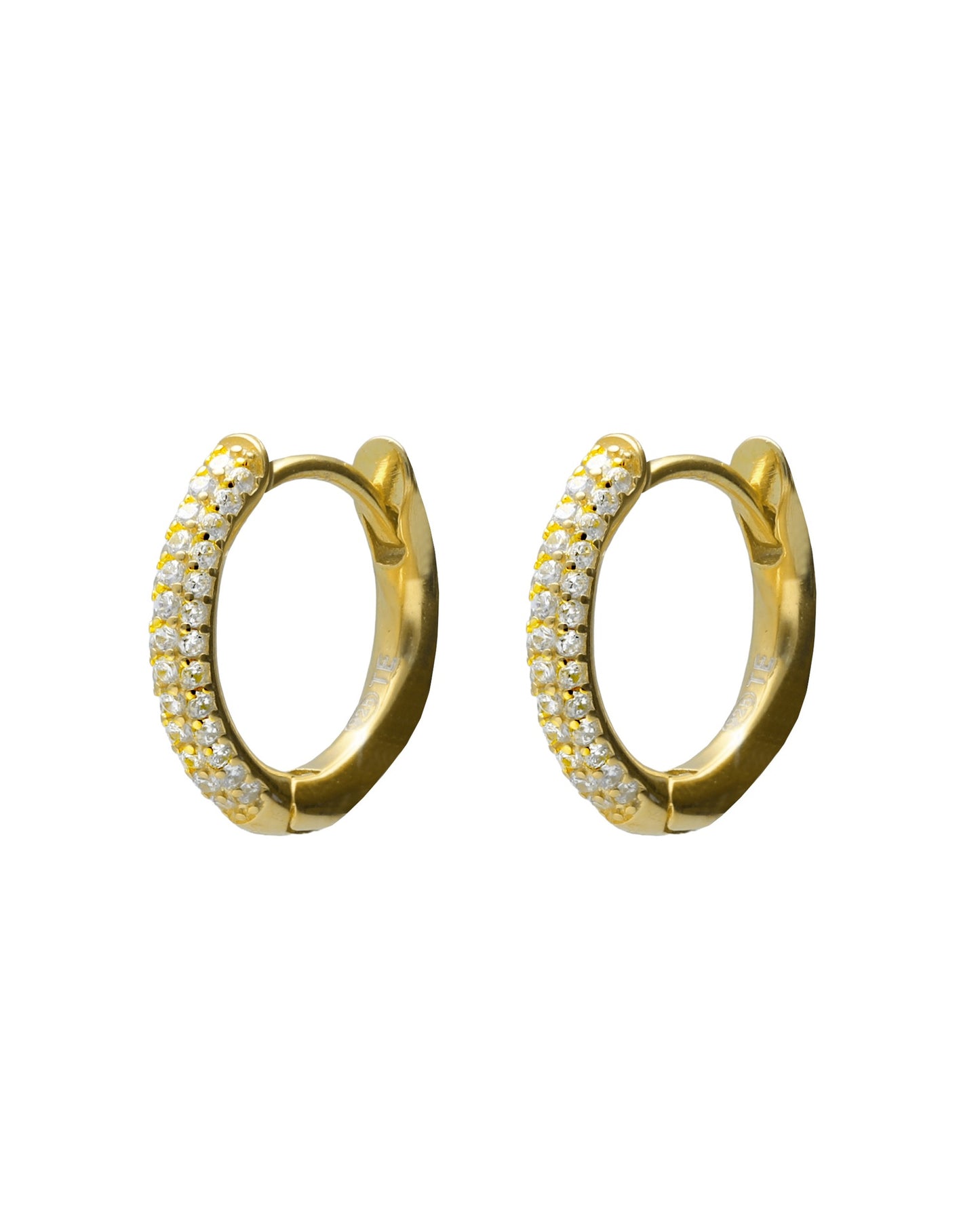 Pendientes aro 1,5cm click Lux con circonita blanca en Plata