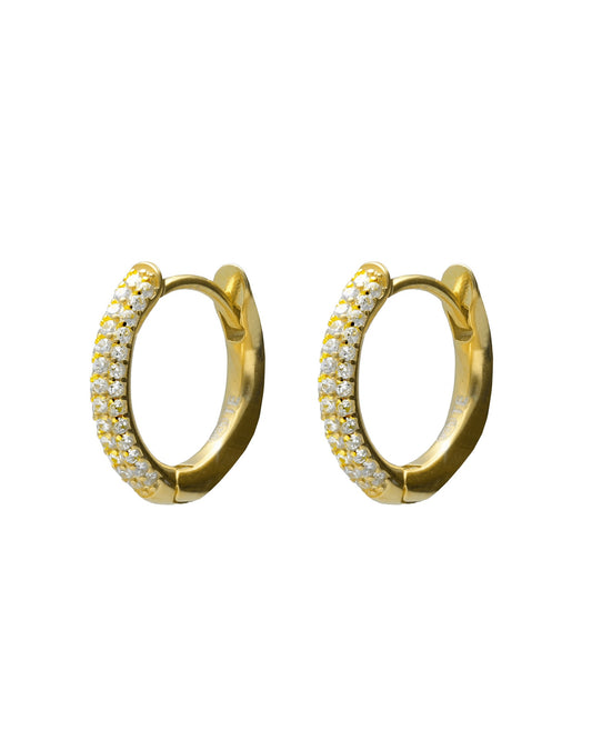 Pendientes aro 1,5cm click Lux con circonita blanca en Plata