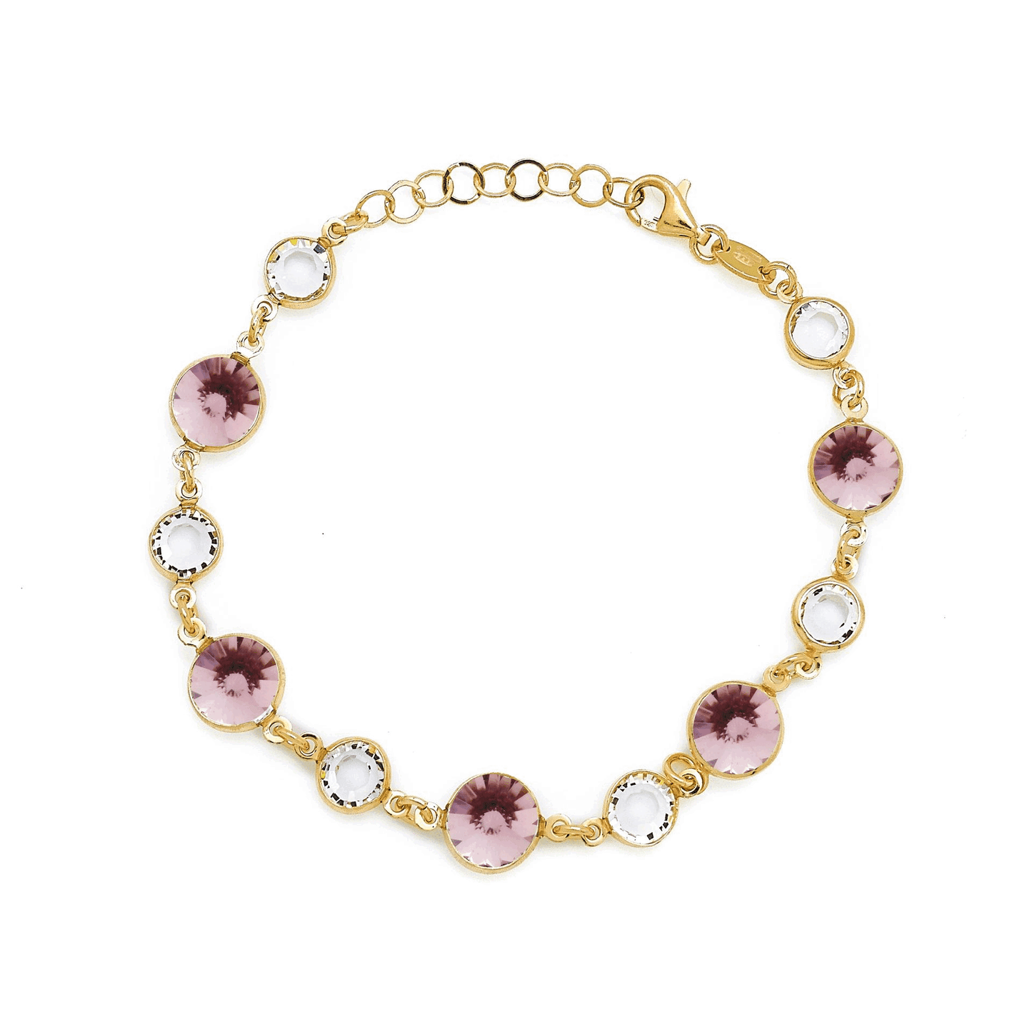 Pulsera Basic círculo 7 y 9mm cristal en Plata baño Oro