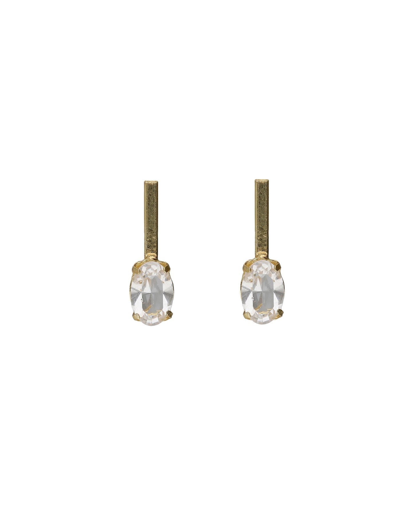 Pendientes cortos oval Lieve con cristal blanco en Plata
