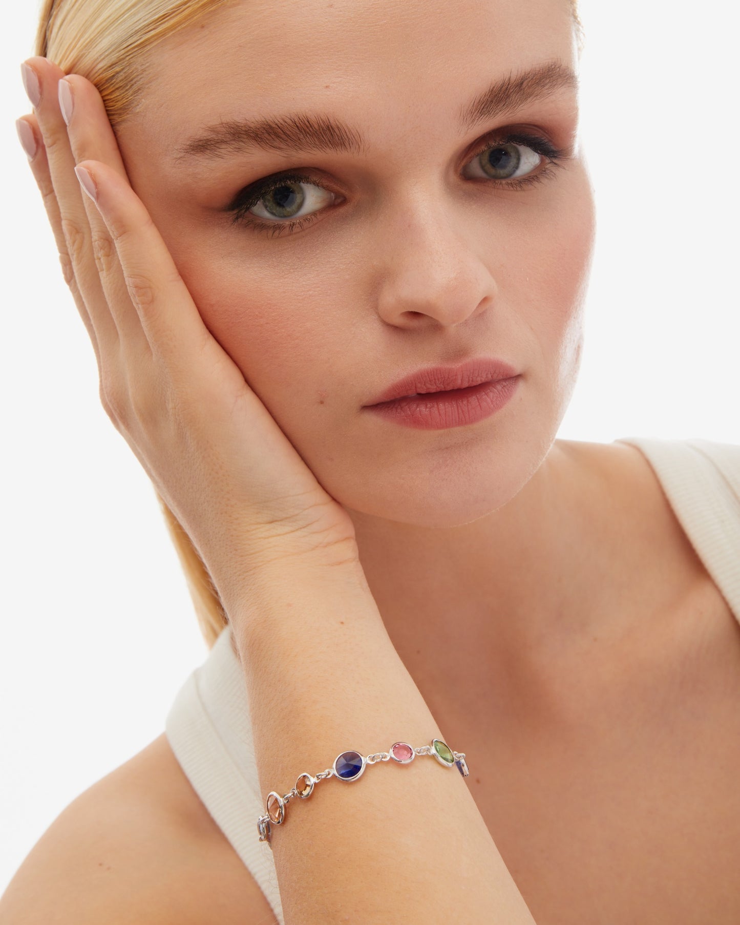 Pulsera Basic círculo 7 y 9mm cristal en Plata baño rodio