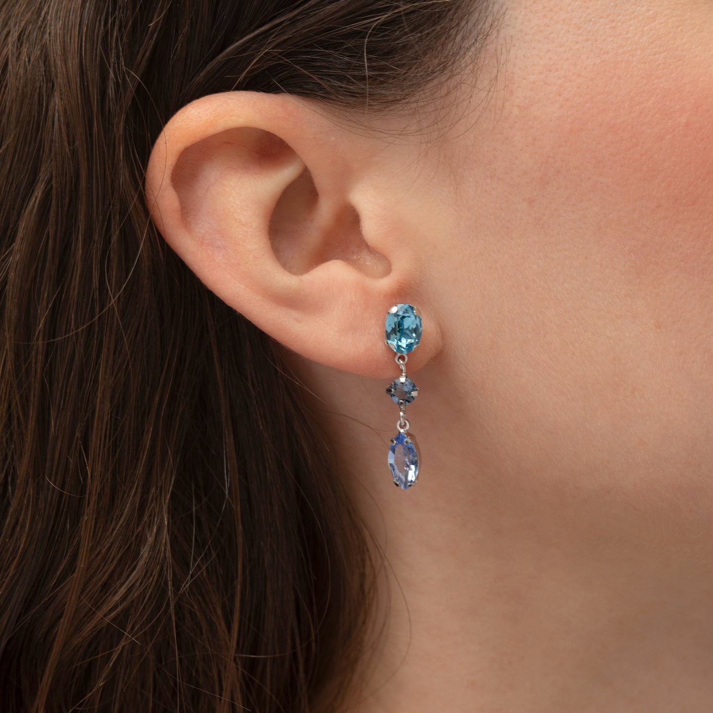 Pendientes largos Sabina cristal multicolor en Plata