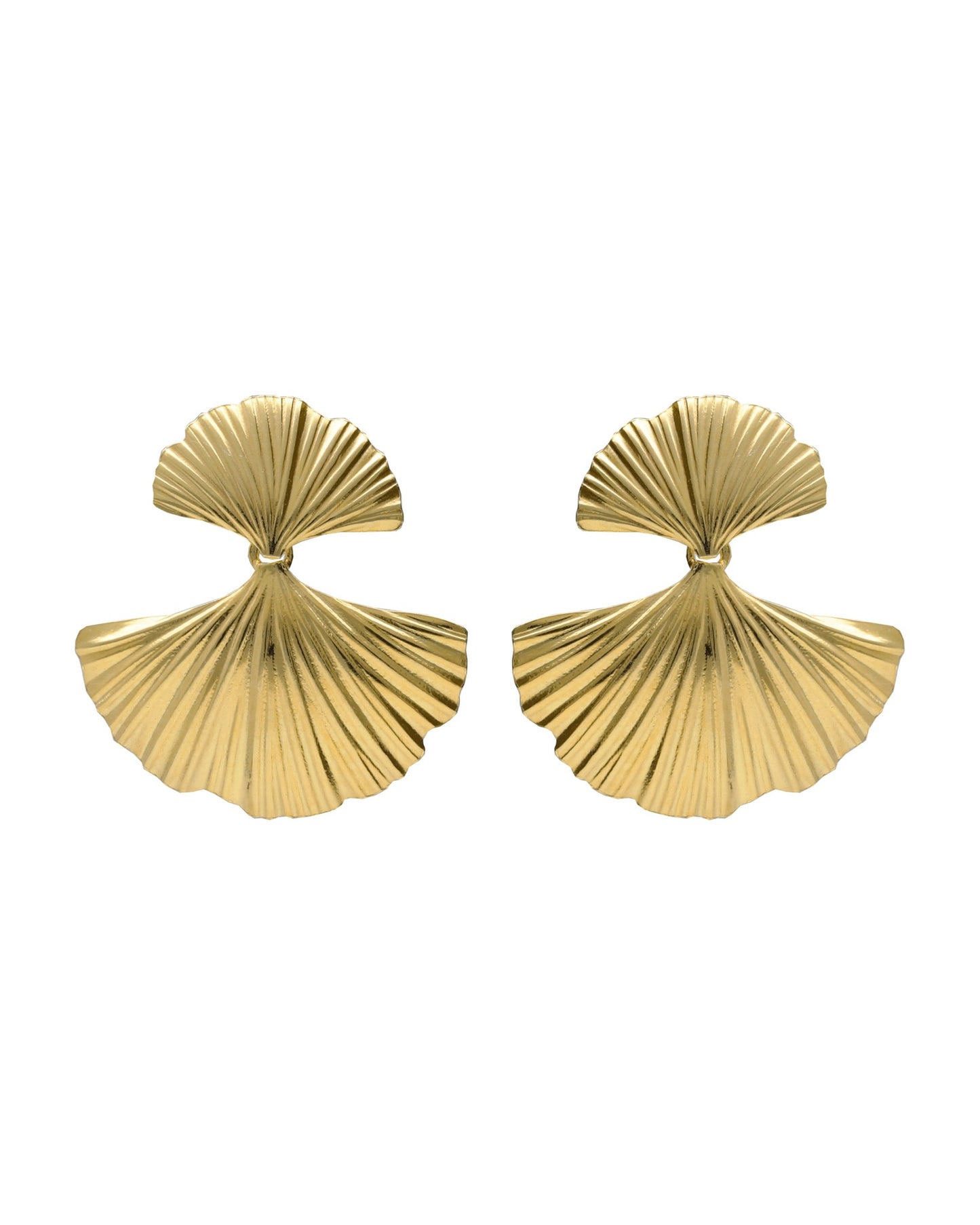 Pendientes corto Eau abanico doble en Plata