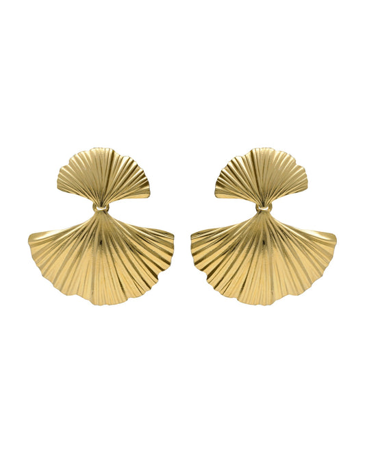 Pendientes corto Eau abanico doble en Plata