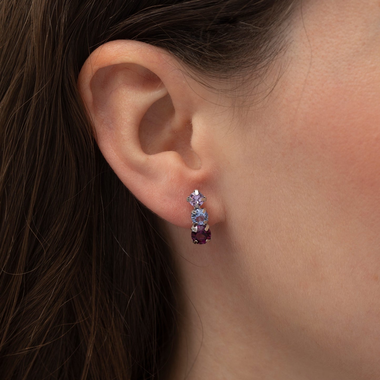Pendientes cortos Velvet cristal multicolor en Plata