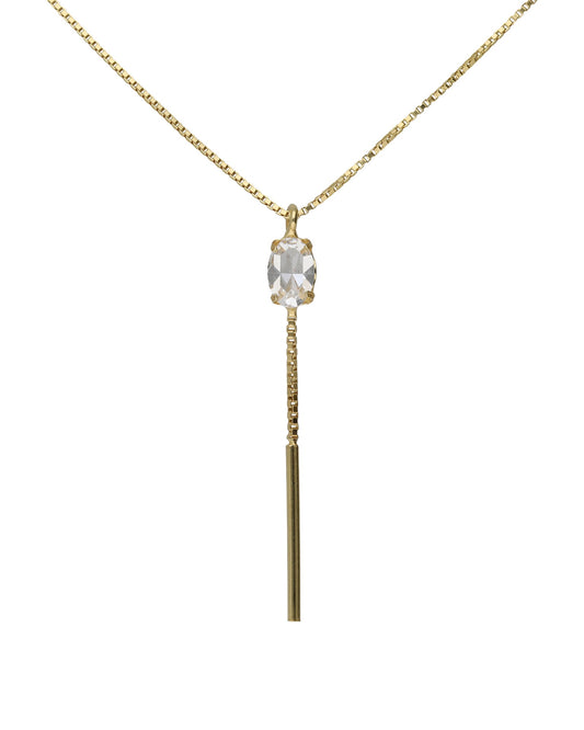 Collar largo oval Lieve con cristal blanco en Plata