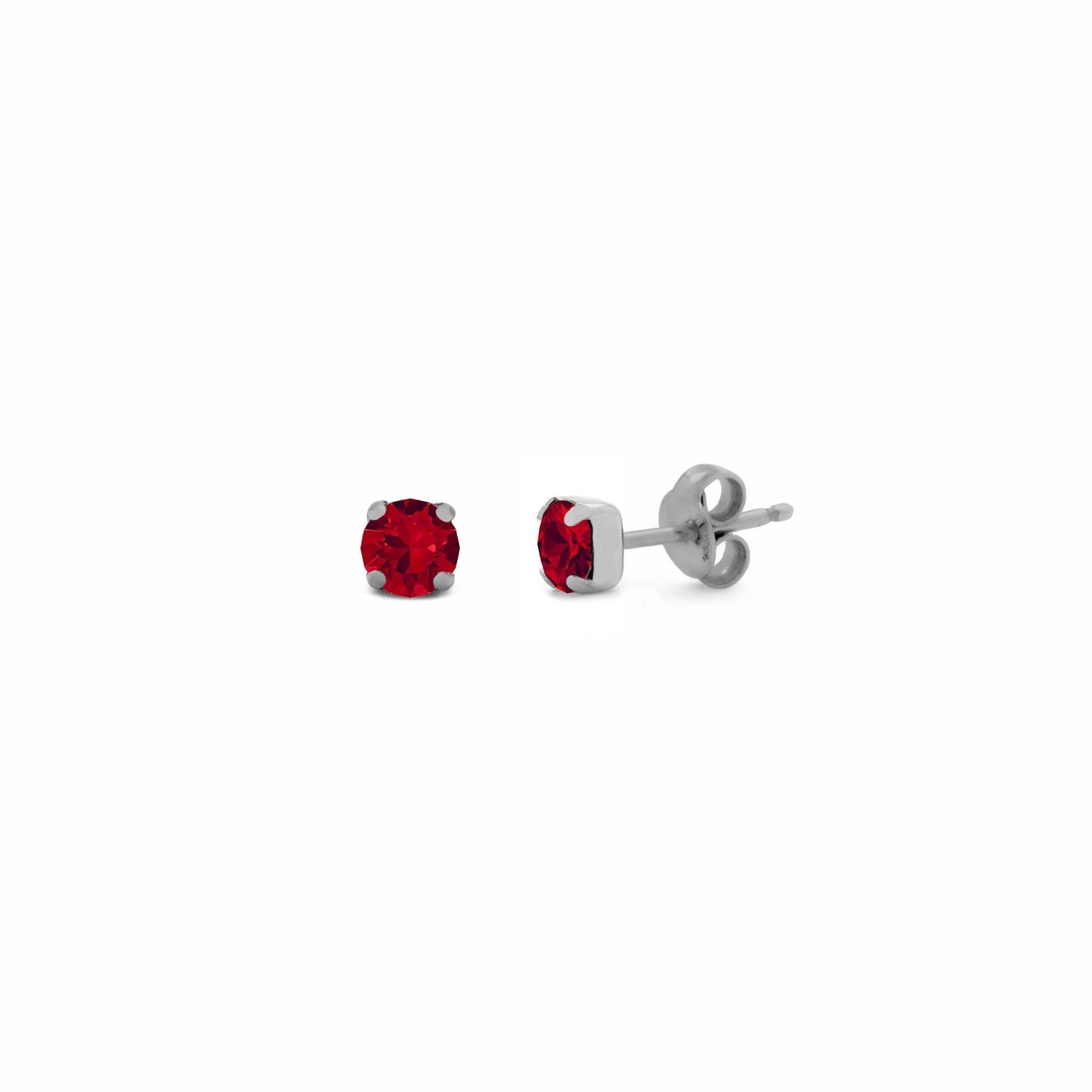 Pendientes botón Celine círculo cristal en Plata baño rodio