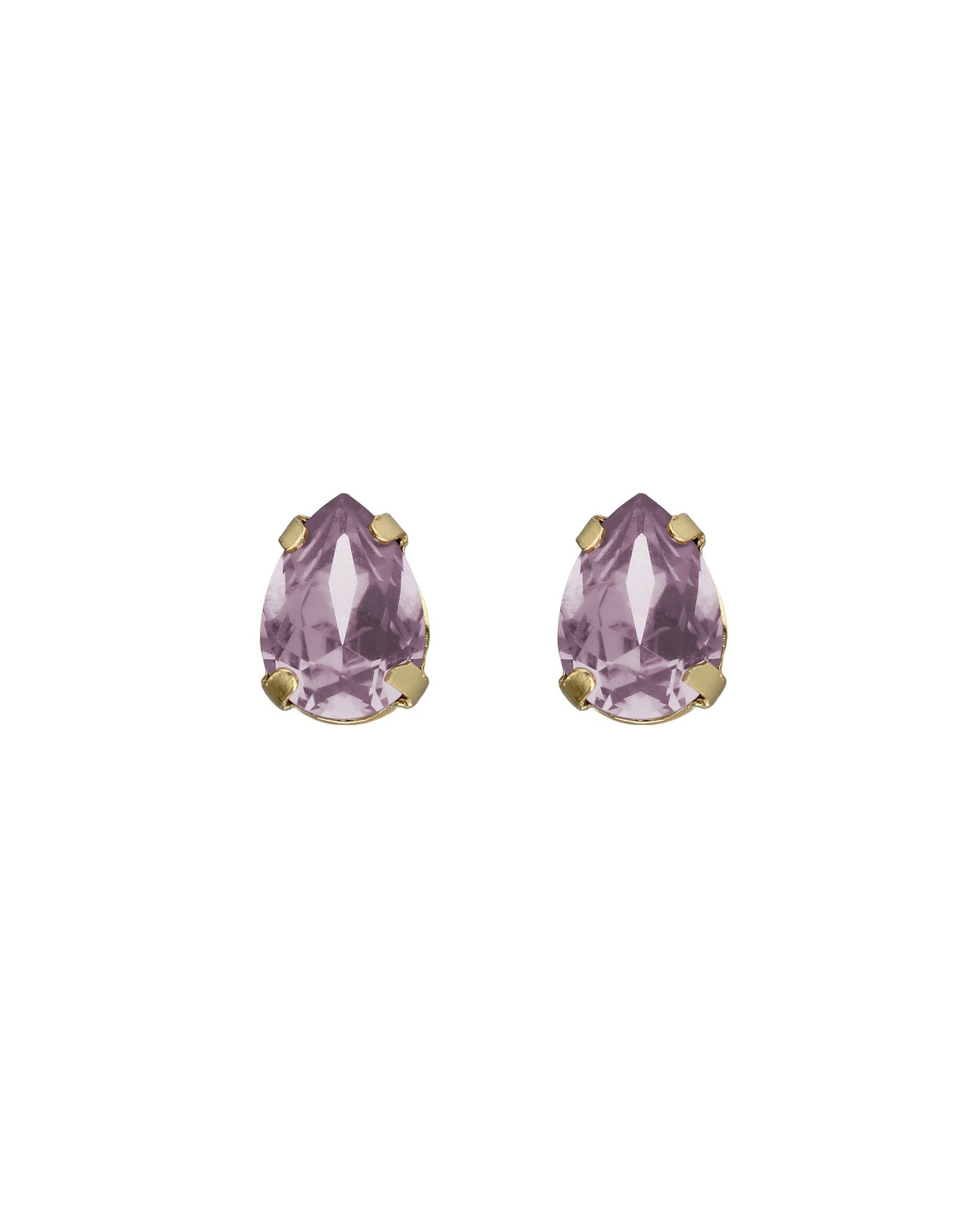 Pendientes botón lágrima Birthstone con cristal en Plata baño Oro