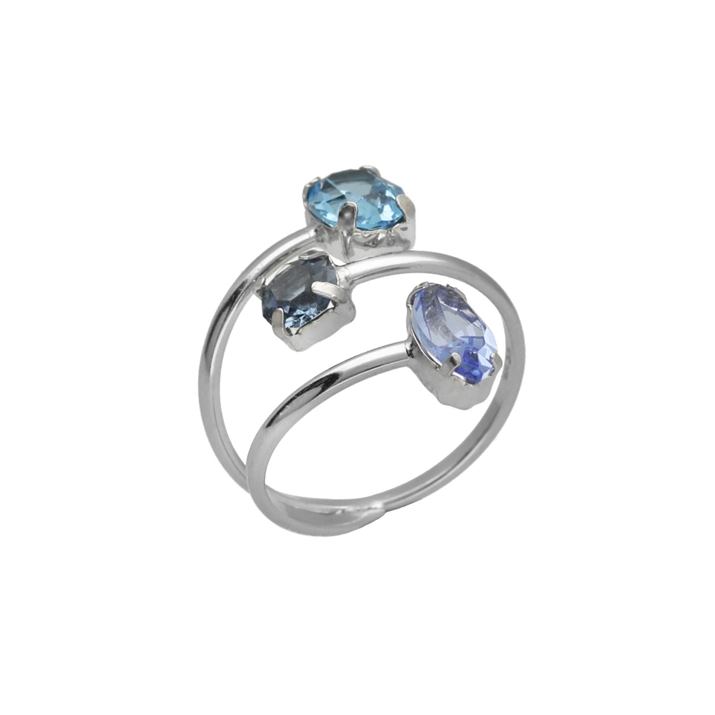 Anillo ajustable Sabina cristal multicolor en Plata