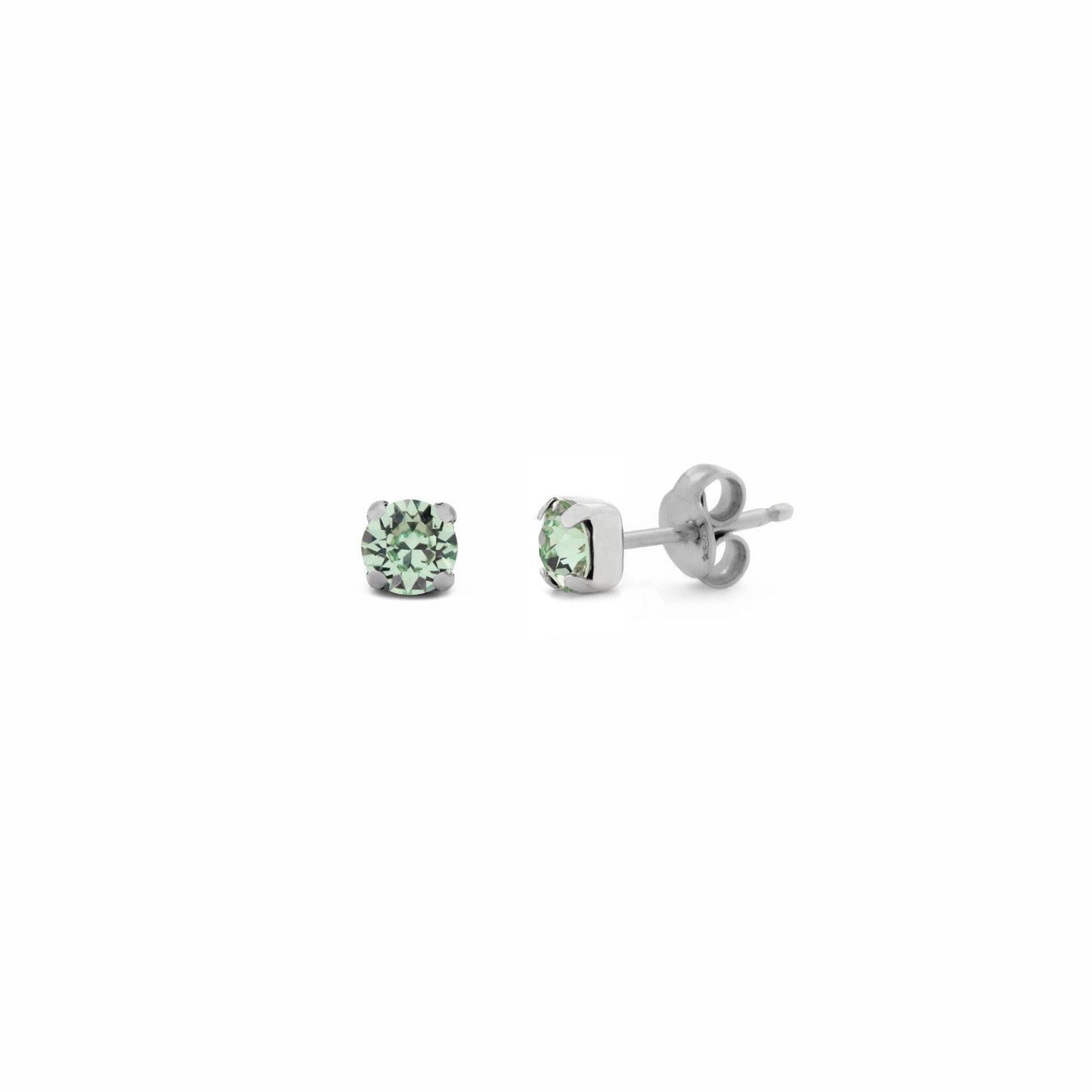 Pendientes botón Celine círculo cristal en Plata baño rodio
