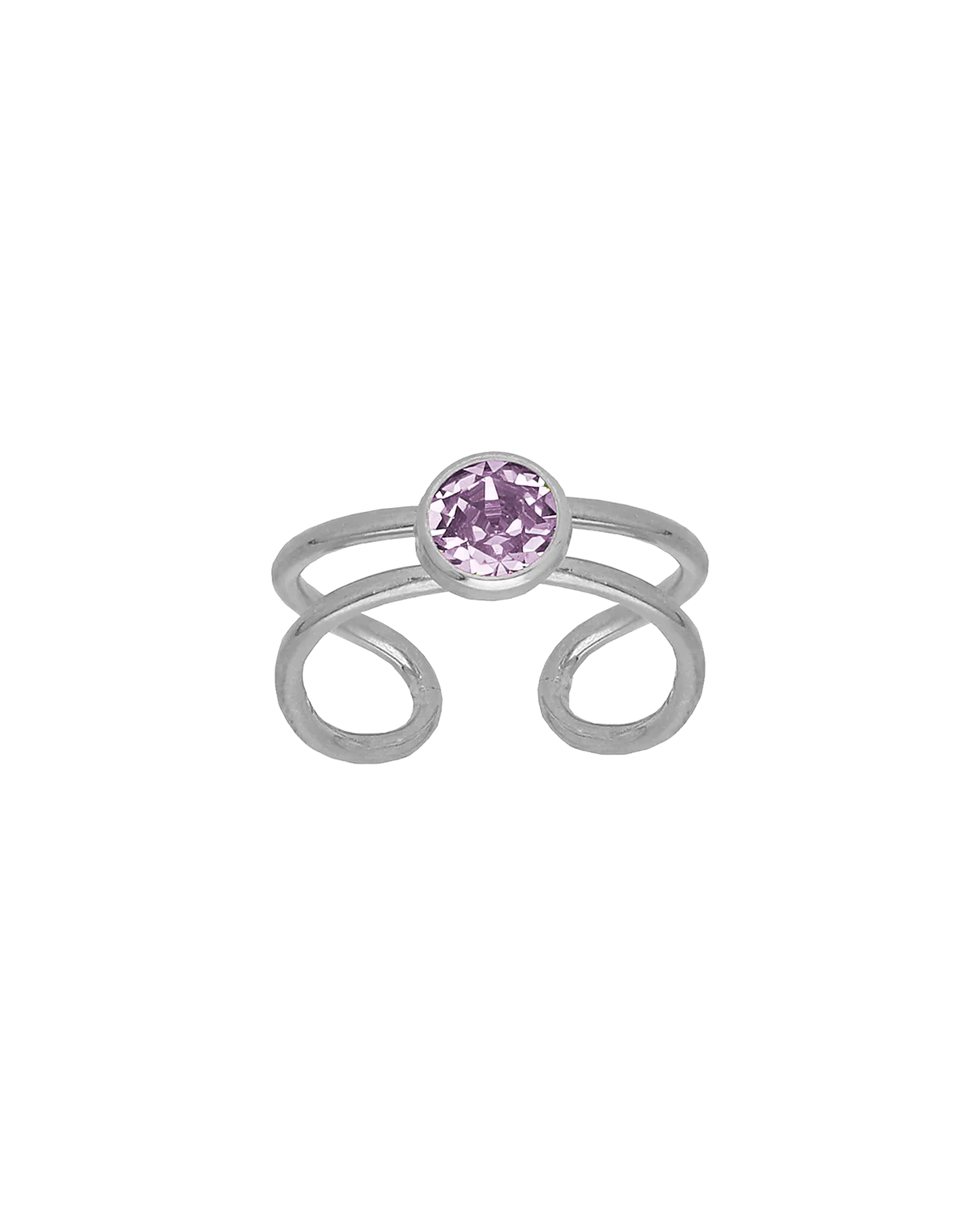 Anillo ajustable Bom Dia con 7mm cristal en Plata baño Rodio