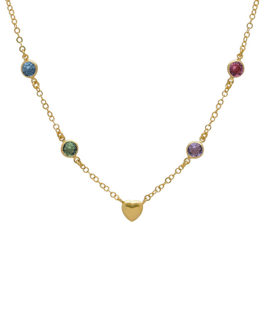 Collar corto Muá corazón con cristal multicolor en plata