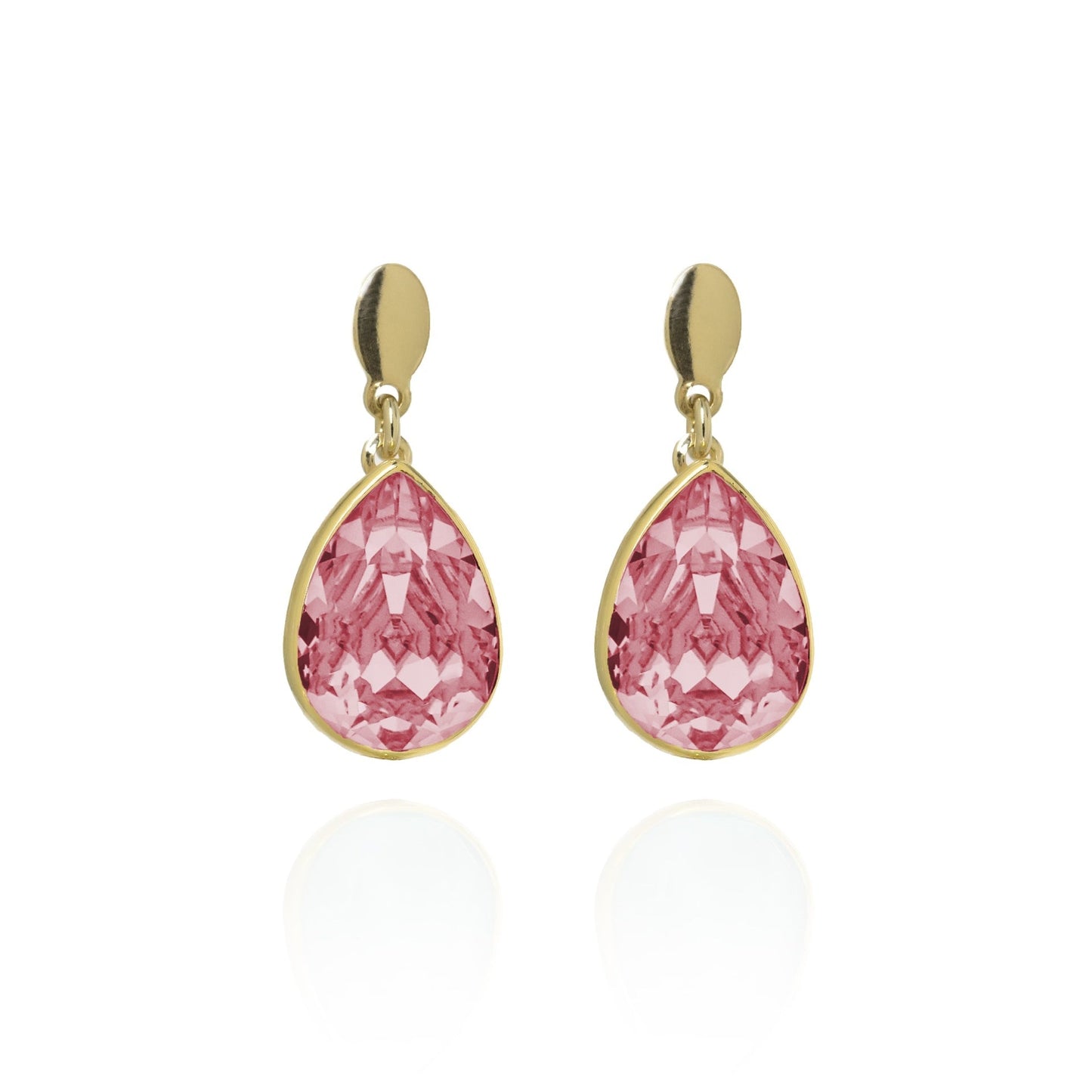 Pendientes cortos Essential lágrima cristal en Plata baño Oro