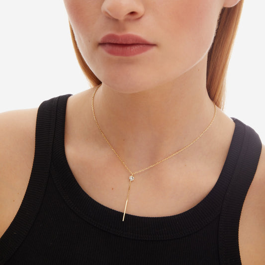 Collar corto Minimal cristal blanco en Plata