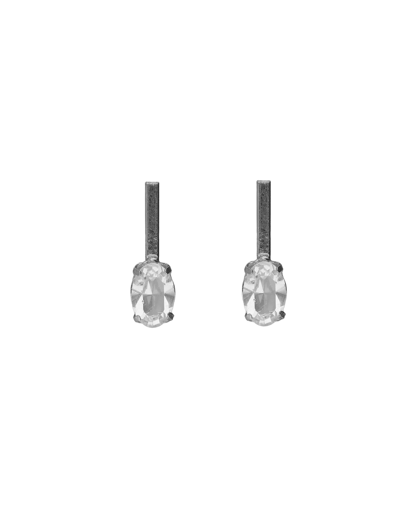 Pendientes cortos oval Lieve con cristal blanco en Plata