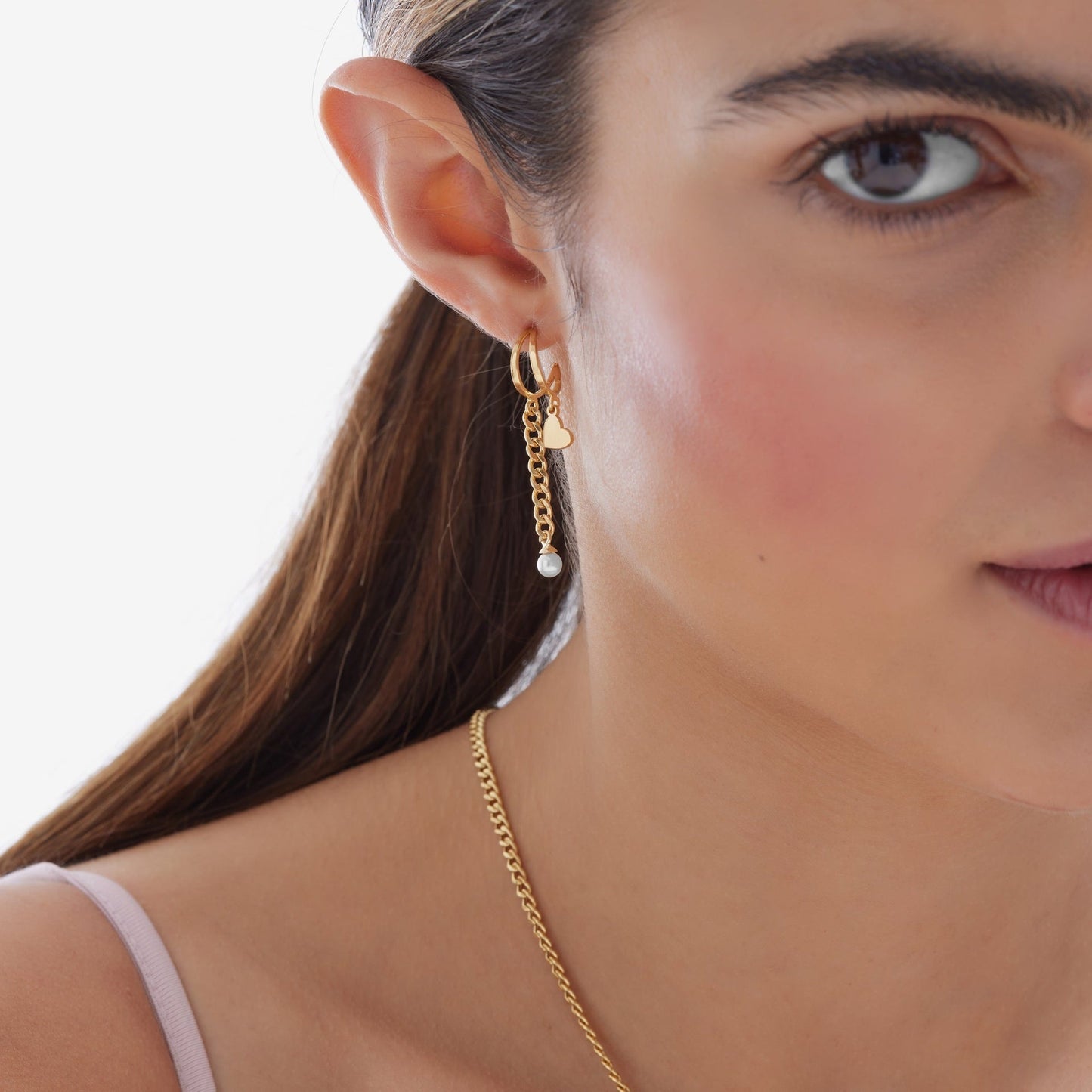 Pendientes aro Sincerely corazón cristal en Plata
