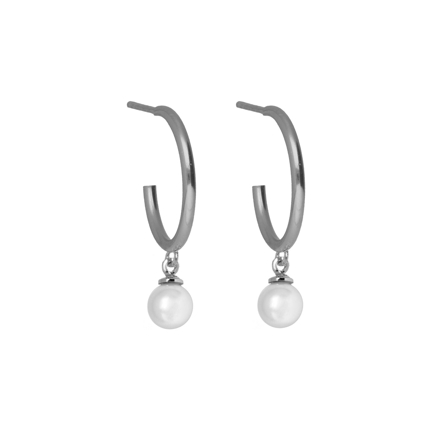 Pendientes aro Je T´Aime perla en Plata