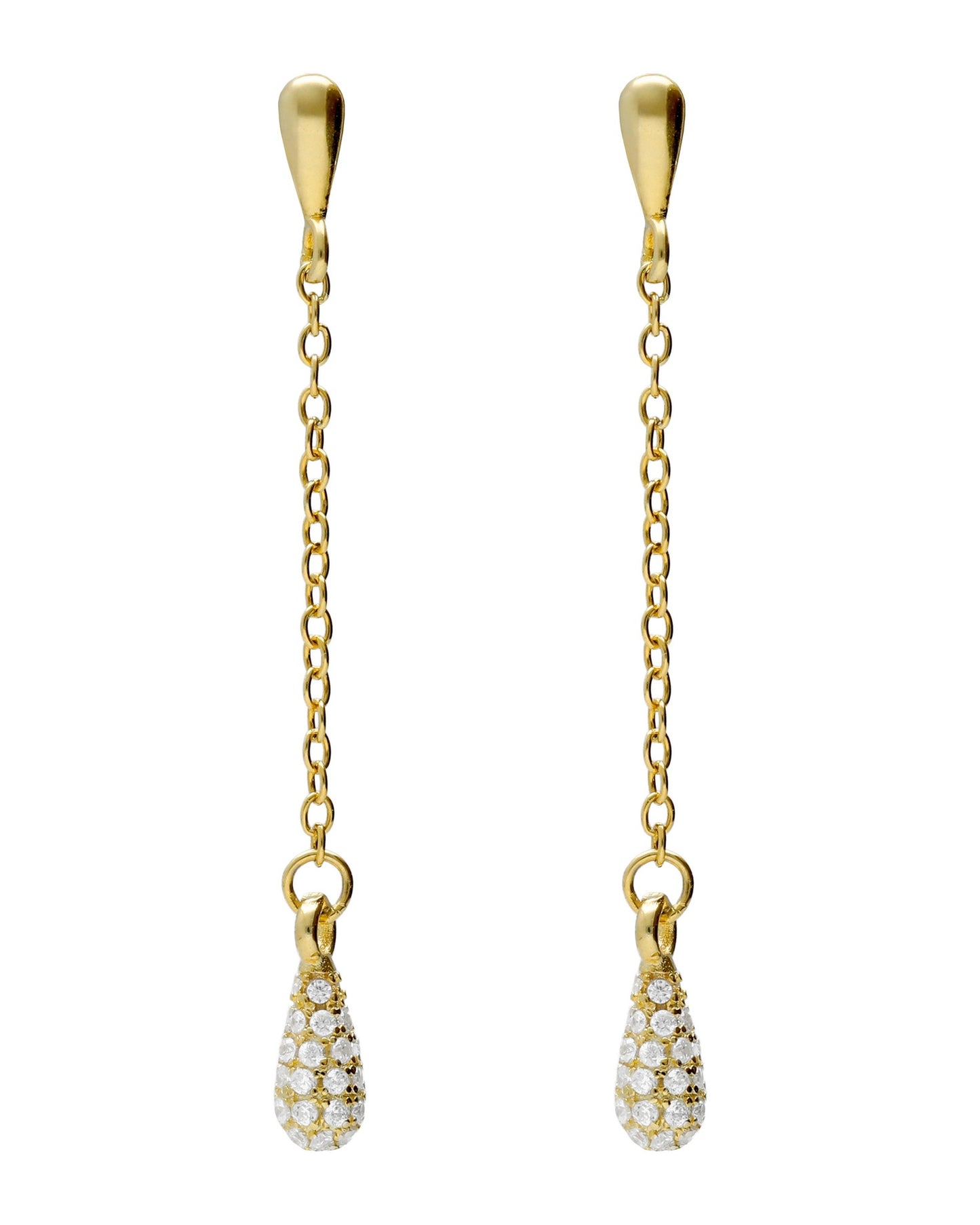 Pendientes largos Lux gota con circonita blanca en Plata