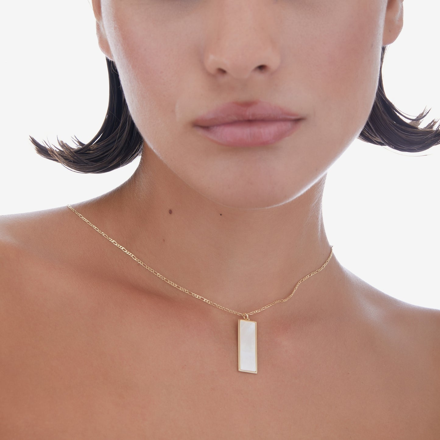 Collar corto Soulquest rectángulo nácar en Plata baño Oro