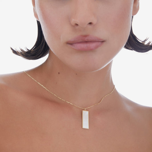 Collar corto Soulquest rectángulo nácar en Plata baño Oro
