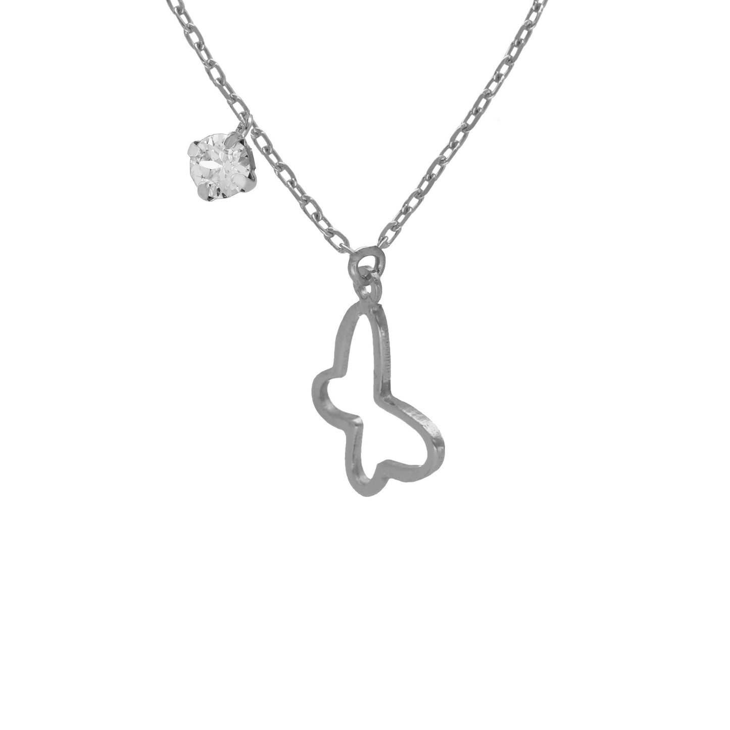 Collar corto Empire mariposa Cristal en Plata