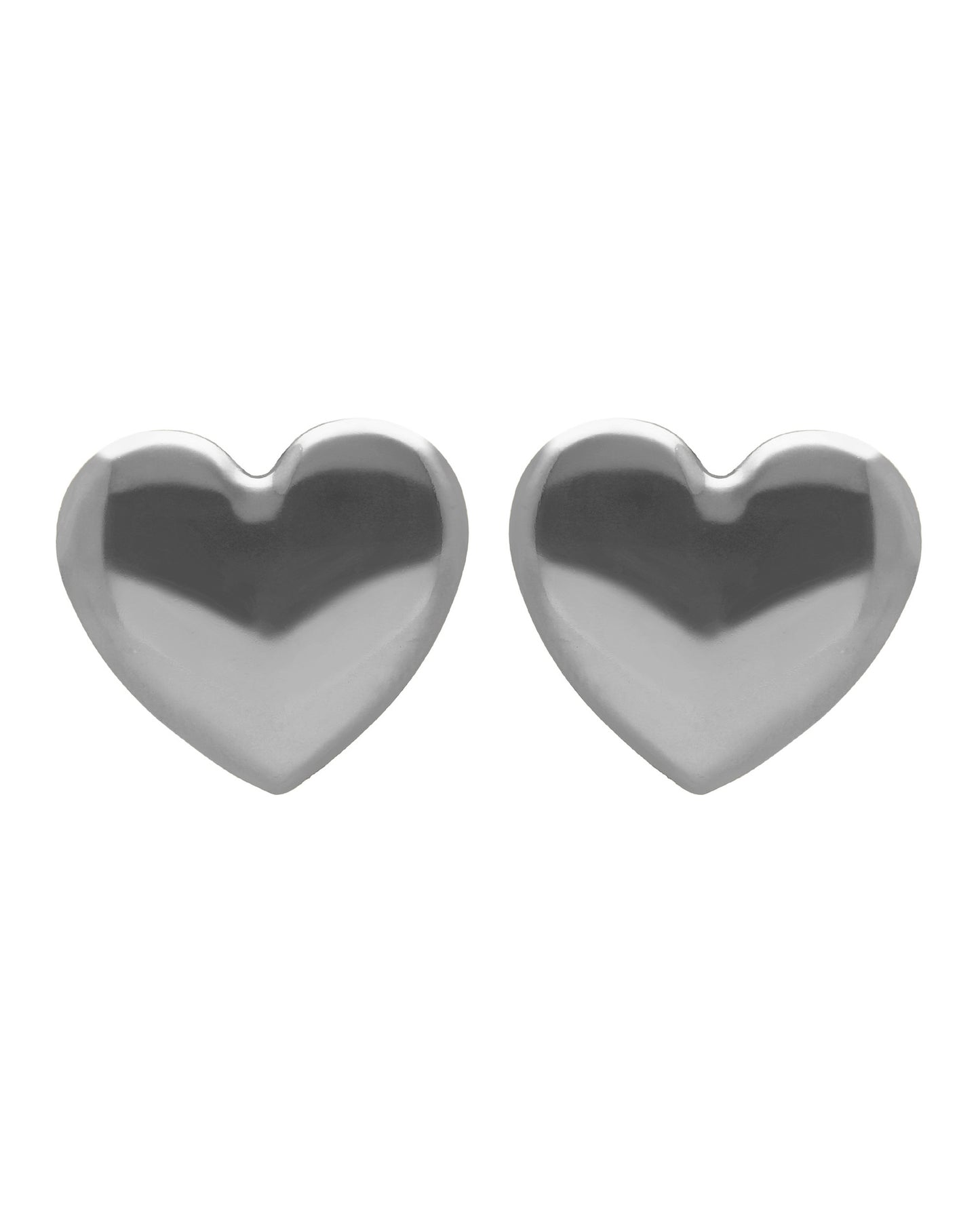 Pendientes botón Muá corazón grande en plata