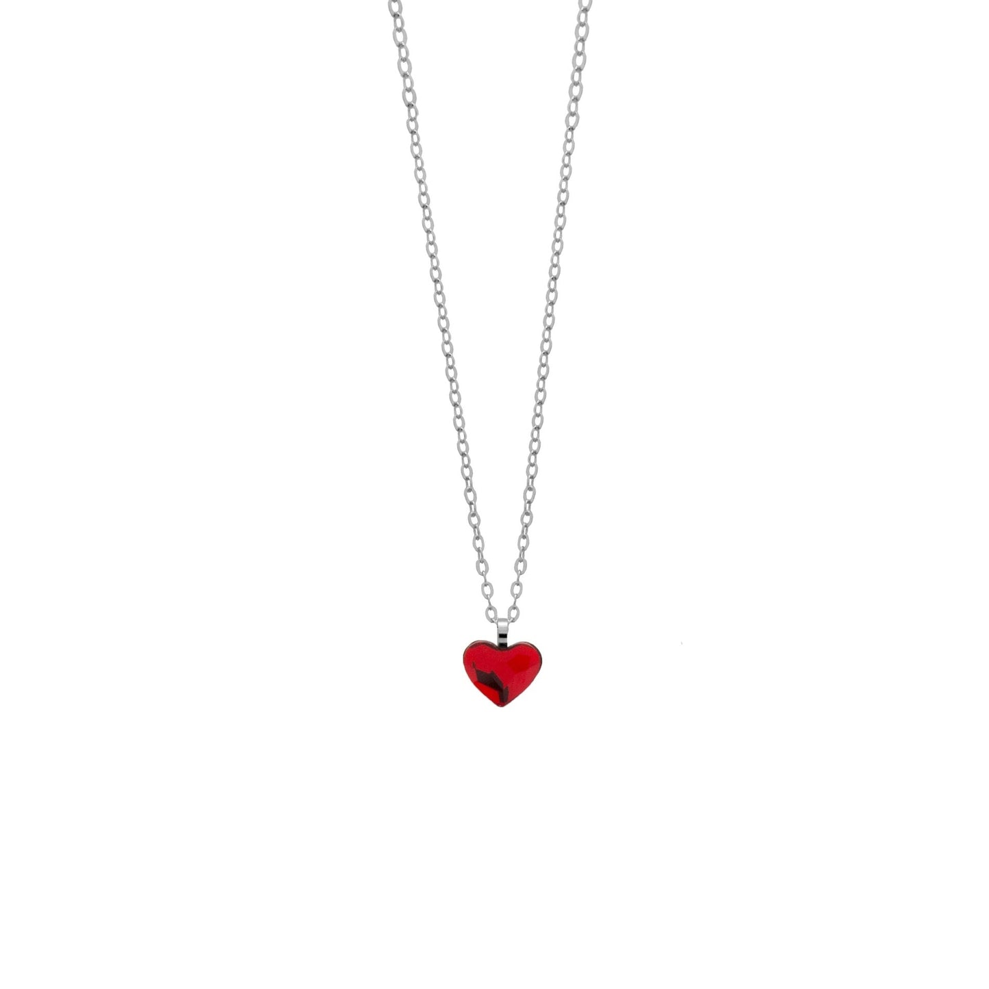 Collar corto Cuore corazón pequeño cristal en Plata baño rodio