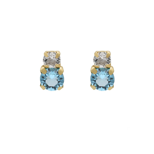 Pendientes cortos Jasmine cristal en Plata baño Oro