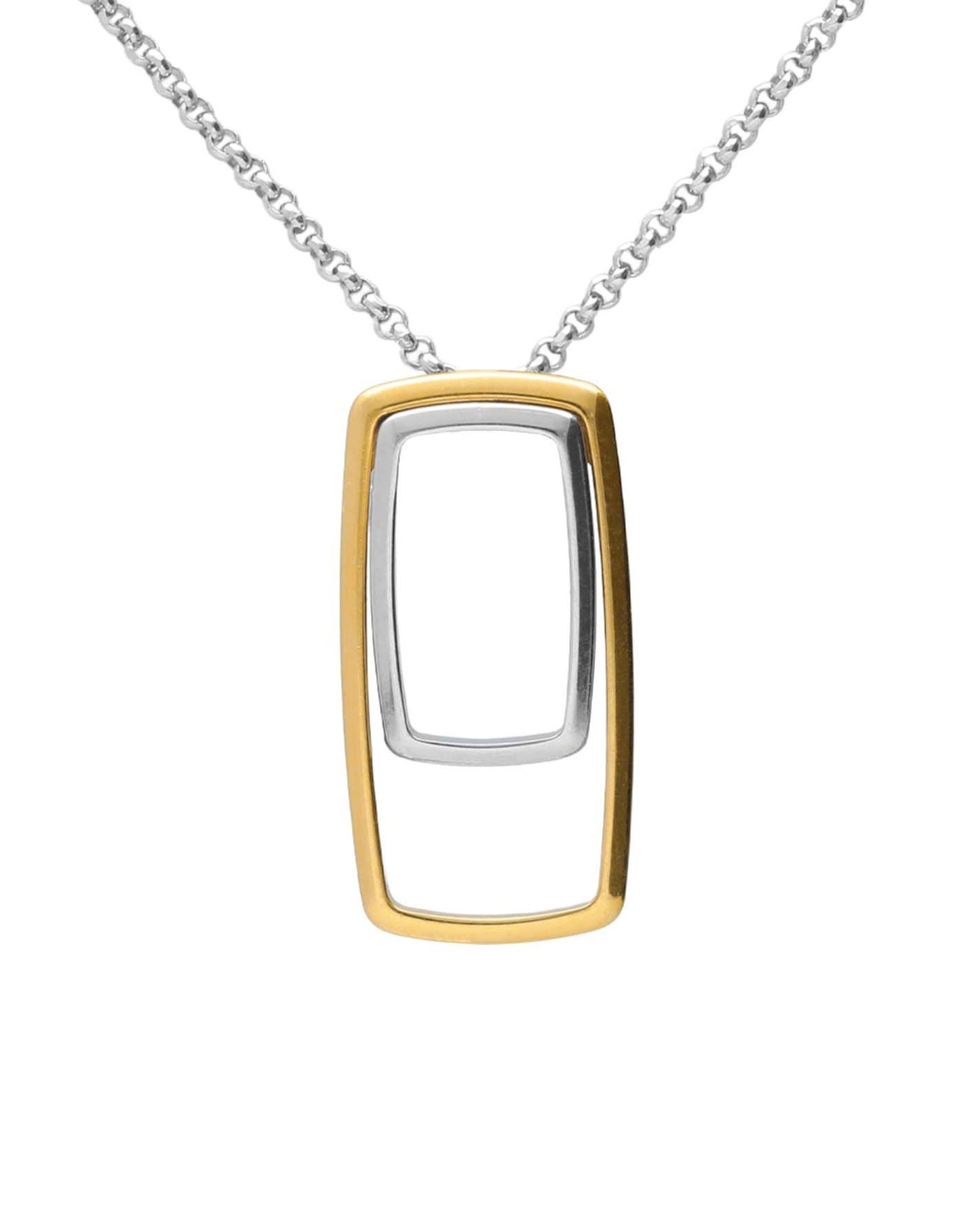 Short Avenue bicolour rectangular necklace in Silver