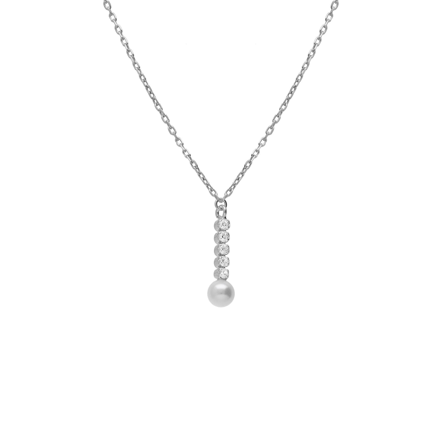 Collar corto Aurore cristales riviere y perla en Plata