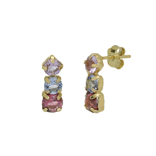 Pendientes cortos Velvet cristal multicolor en Plata