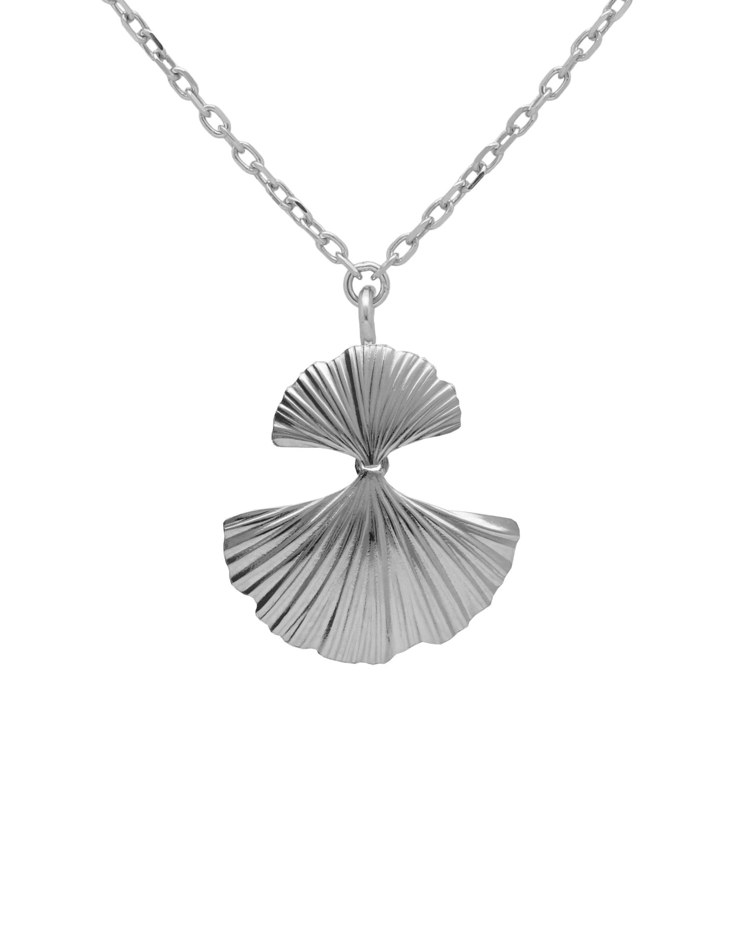 Collar corto Eau abanico doble en Plata