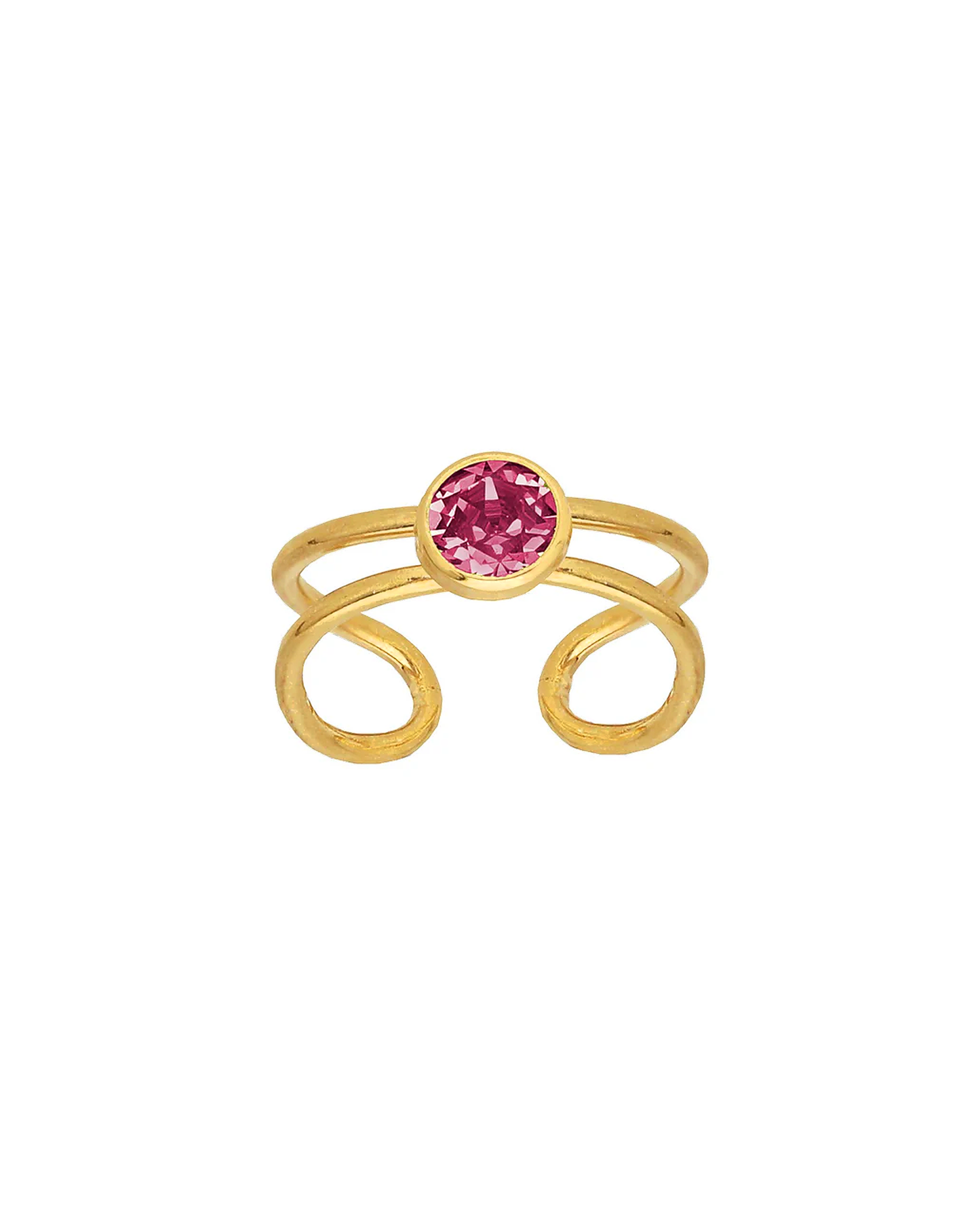 Anillo ajustable Bom Dia con 7mm cristal en Plata baño Oro