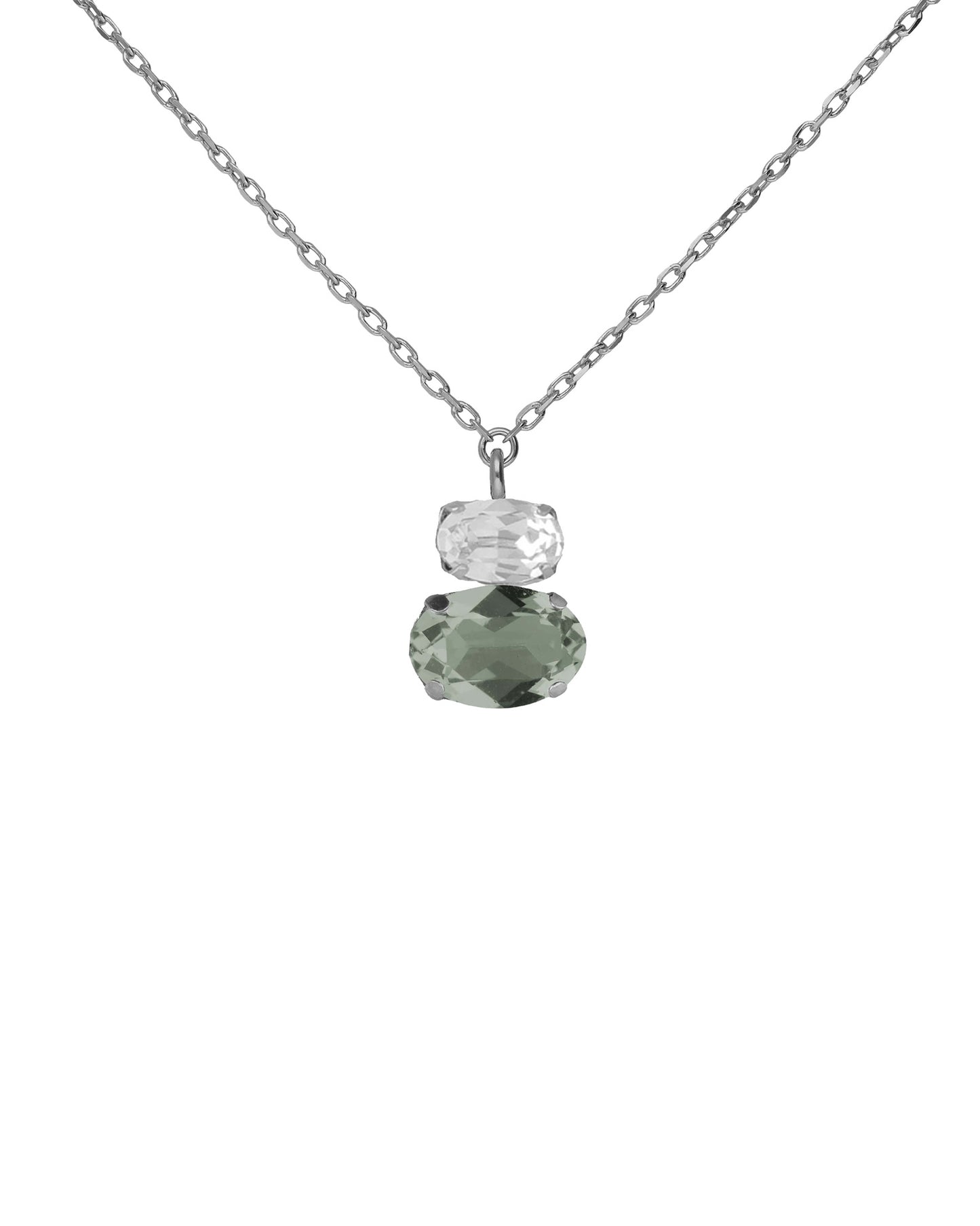 Collar corto oval Ombra con cristal en Plata baño Rodio
