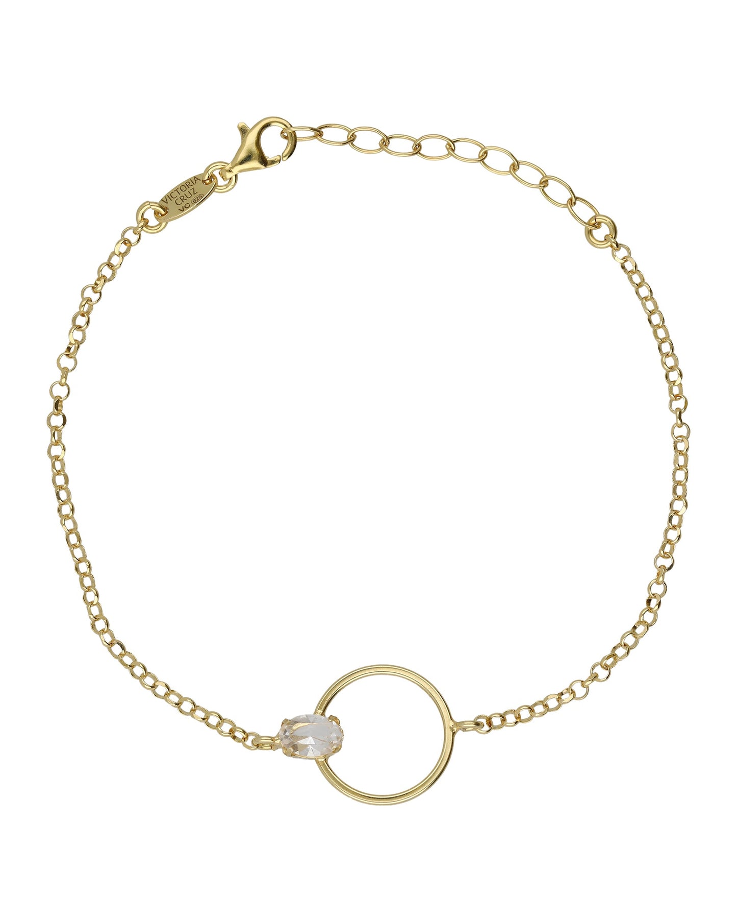 Pulsera oval y círculo Lieve con cristal blanco en Plata