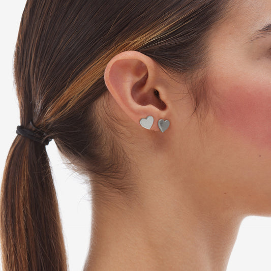 Pendientes botón Sincerely corazón en Plata