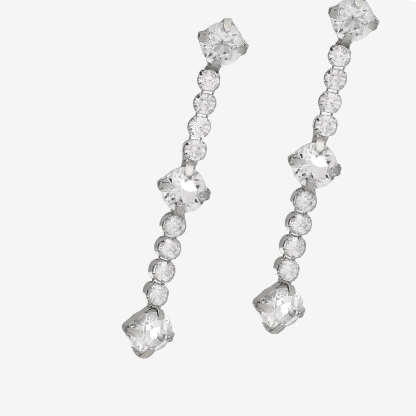 Pendientes largos Halo cristales riviere en Plata