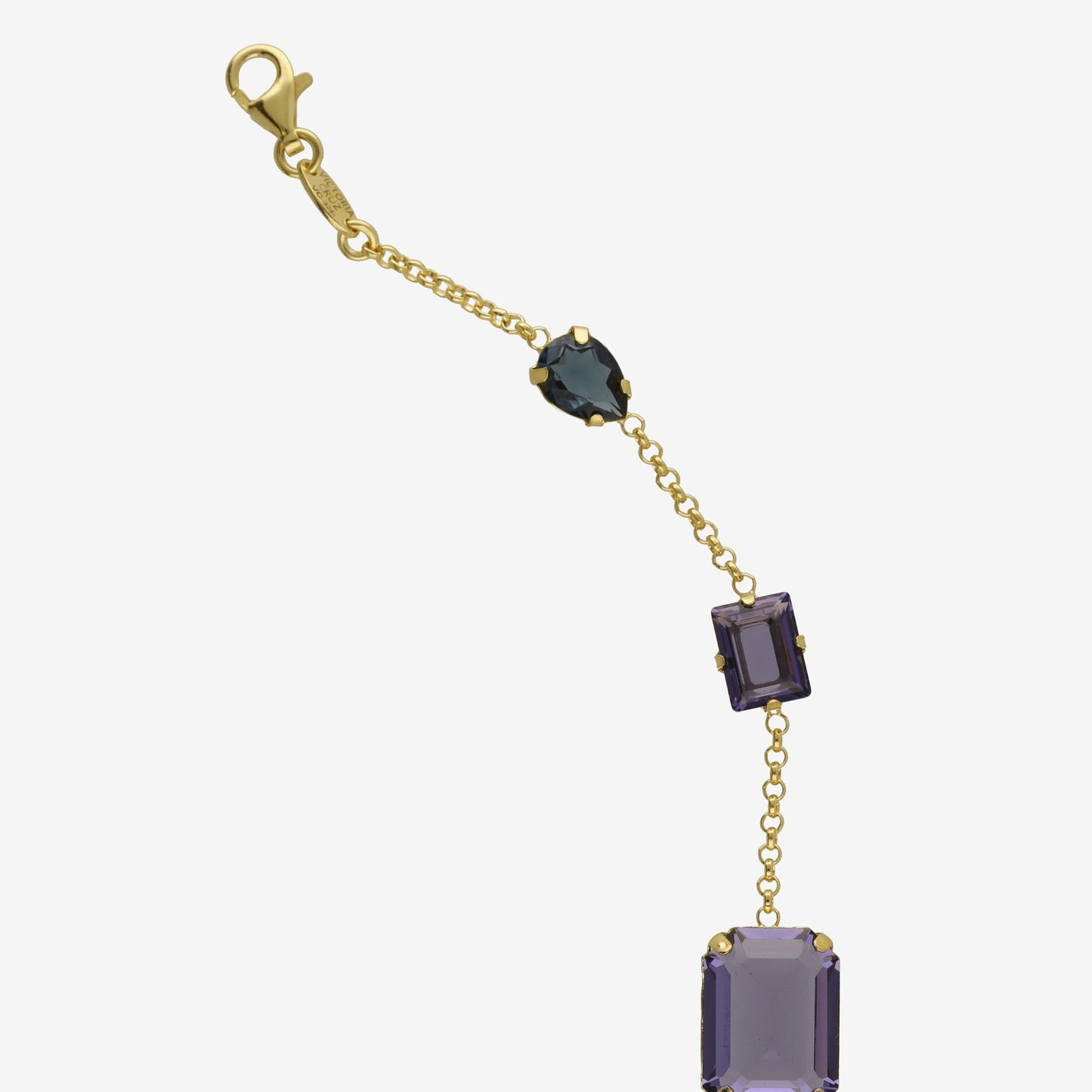Pulsera rectángulo Borea con cristal multicolor en Plata baño Rodio